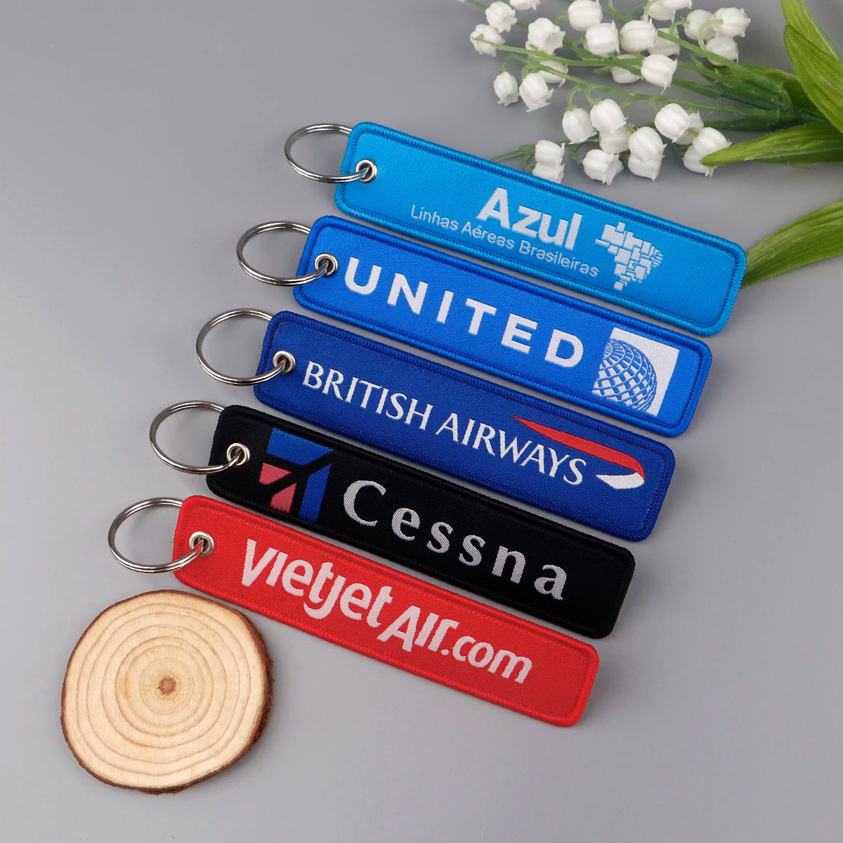 Every Airline Logo Embroidered Keychain