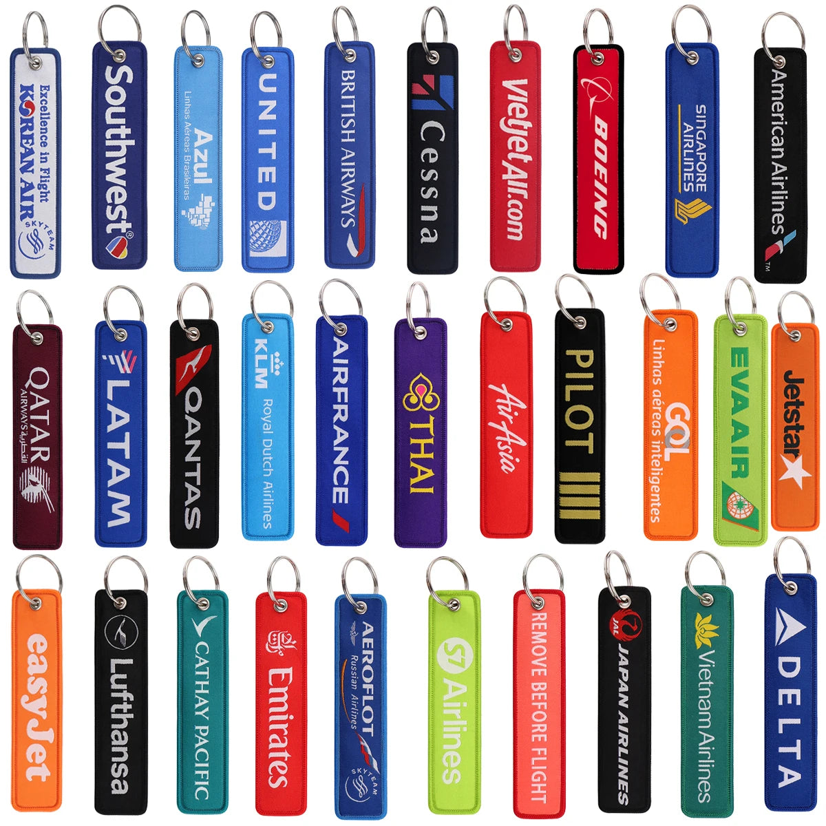 Every Airline Logo Embroidered Keychain
