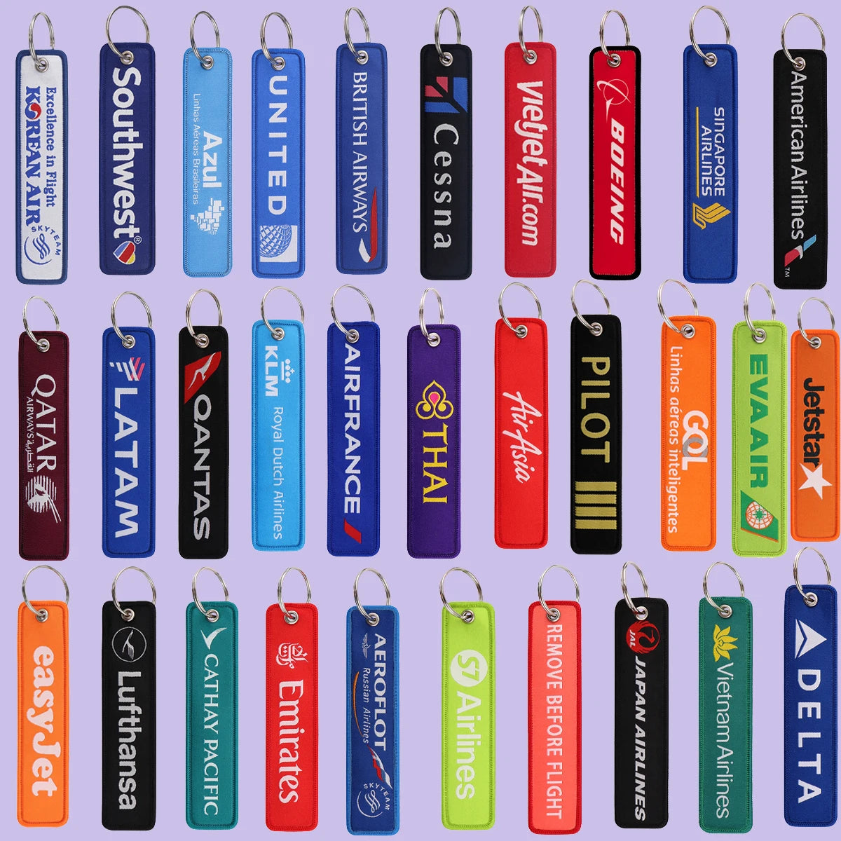 Every Airline Logo Embroidered Keychain